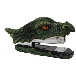 Pacific Giftware PT Dragon Green Head Golden Eyes Decorative Functional Stapler Figurine Office Desktop Stationery