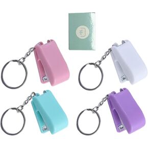 Heavy Duty Keychain 5 Pieces Mini Stapler, Tiny Office Stapler Small Keychain Staplers Hand Staplers Portable Desktop Stapler for Office Stapler DIY Tools