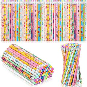 120 Pcs Happy Birthday Pencils Colorful Printed Birthday Pencils for Students Happy Birthday Teacher Pencils Classroom with Top Erasers for Kids Birthday Party Supplies Favors