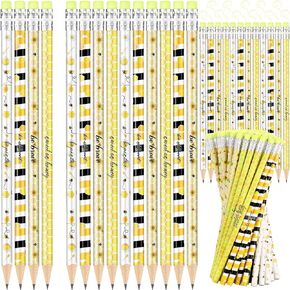 Tinlade 120 Pcs Bee Pencils Scented Motivational HB Pencils Cute Pencils Fun Pencils Inspirational Pencils for Girls and Boys Classroom Reward Themed Birthday Party Supplies
