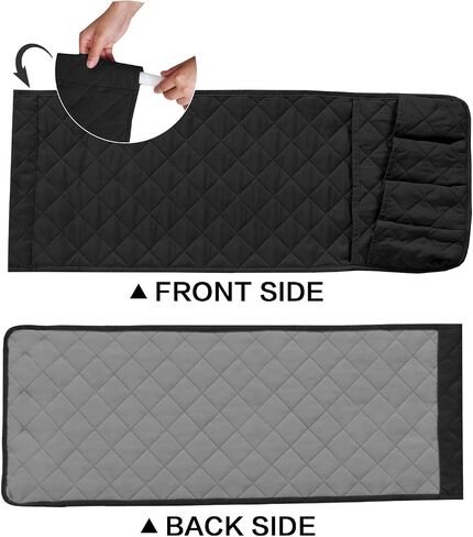 H.VERSAILTEX Non-Slip Couch Sofa Chair Armrest Organizer with 5 Pockets for Phone Book Magazines TV Remote Control, 2 Packs (Black/Grey) - 13" x 35" in Saudi Arabia
