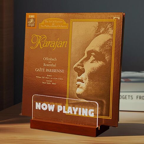 Now Playing Vinyl Record Stand-Vinyl Record Holder with LED Light, Solid Walnut Now Spinning Record Stand-Record Display for Albums, DVD, iPad, Storage (Walnut) in Saudi Arabia