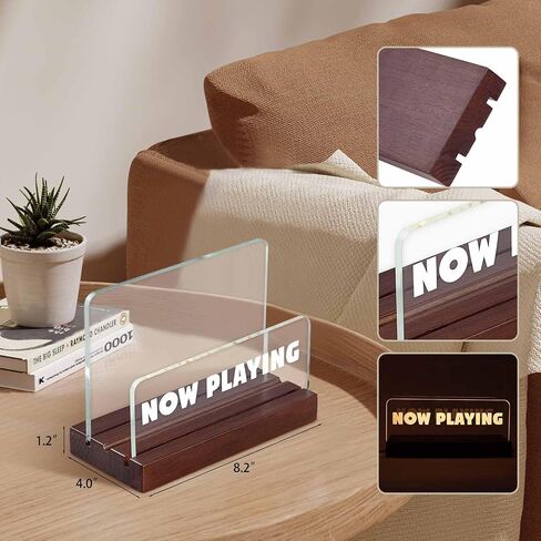 Now Playing Vinyl Record Stand-Vinyl Record Holder with LED Light, Solid Walnut Now Spinning Record Stand-Record Display for Albums, DVD, iPad, Storage (Walnut) in Saudi Arabia