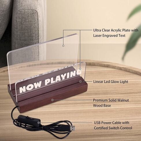 Now Playing Vinyl Record Stand-Vinyl Record Holder with LED Light, Solid Walnut Now Spinning Record Stand-Record Display for Albums, DVD, iPad, Storage (Walnut) in Saudi Arabia