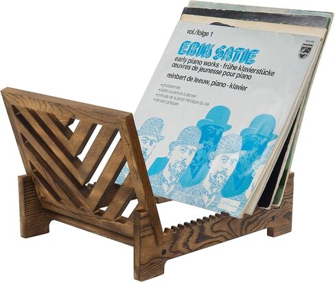 MyGift Vintage Dark Brown Wood Tabletop Record Album Holder Organizer Rack, Stores and Display up to 15 Album Sleeves in Saudi Arabia