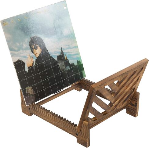 MyGift Vintage Dark Brown Wood Tabletop Record Album Holder Organizer Rack, Stores and Display up to 15 Album Sleeves in Saudi Arabia