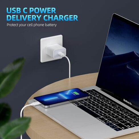 شاحن سريع iPhone، شاحن iPhone شحن سريع شاحن USB C مزدوج المنفذ [معتمد من Apple MFi] 2 حزمة 2 في 1 محول شاحن Apple سريع كابل لايتنينج 6FT لهاتف iPhone 14 ProMax/13Pro/12 Mini/11/XR/SE in Kuwait