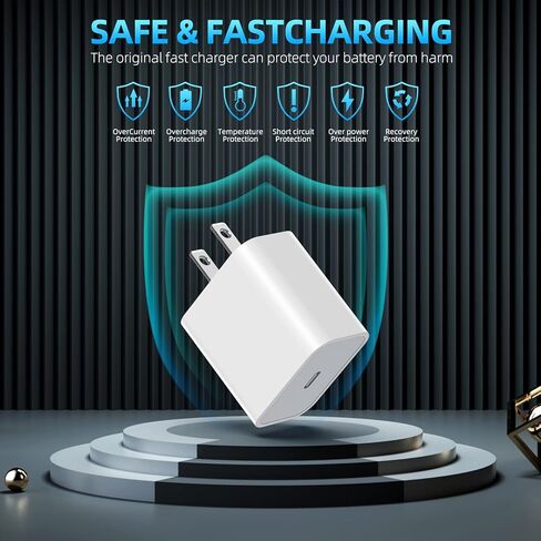 شاحن سريع iPhone، شاحن iPhone شحن سريع شاحن USB C مزدوج المنفذ [معتمد من Apple MFi] 2 حزمة 2 في 1 محول شاحن Apple سريع كابل لايتنينج 6FT لهاتف iPhone 14 ProMax/13Pro/12 Mini/11/XR/SE in Kuwait