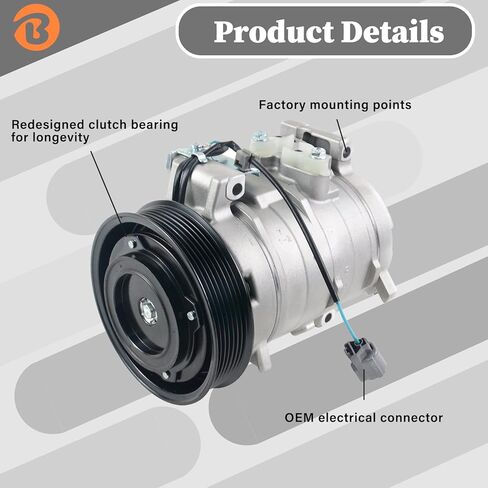 ضاغط مكيف الهواء مع القابض - يستبدل CO 28003C، 38810-RAA-A01، 10349951 - متوافق مع Accord، 2003-2007 in Kuwait