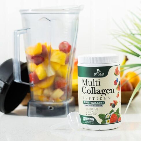 مسحوق ببتيدات الكولاجين من Nature's Nutrition - البروتين المتحلل من الأعشاب، النوع الأول والثاني والثالث والرابع والخامس، لدعم الشعر والبشرة والأظافر والمفاصل، كيتو، باليو، غير معدّل وراثيًا، مسحوق الكولاجين للنساء - 30 وجبة in Kuwait