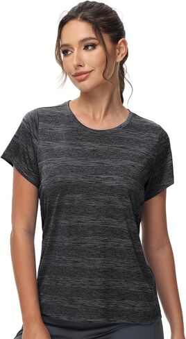 MIER Women's Running Athletic Shirts Dry Fit Active T-shirt Tops Short Sleeve Soft Crew Neck Gym Workout Exercise Tees in Saudi Arabia