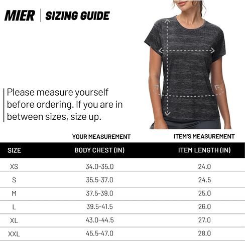 MIER Women's Running Athletic Shirts Dry Fit Active T-shirt Tops Short Sleeve Soft Crew Neck Gym Workout Exercise Tees in Saudi Arabia