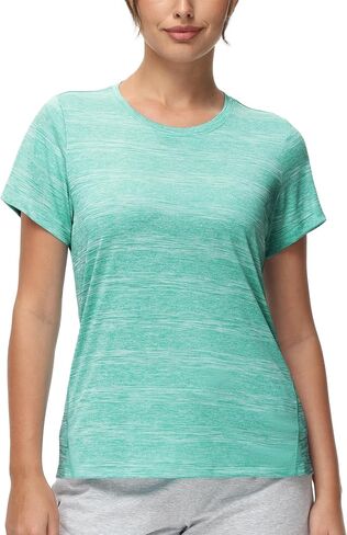 MIER Women's Running Athletic Shirts Dry Fit Active T-shirt Tops Short Sleeve Soft Crew Neck Gym Workout Exercise Tees in Saudi Arabia