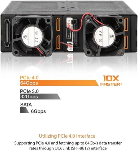 ICY DOCK 4 Bay M.2 NVMe SSD PCIe 4.0 Mobile Rack Enclosure for External 5.25" Drive Bay (4 x OCuLink SFF-8612 4i) | ToughArmor MB720MK-B V3 in Saudi Arabia