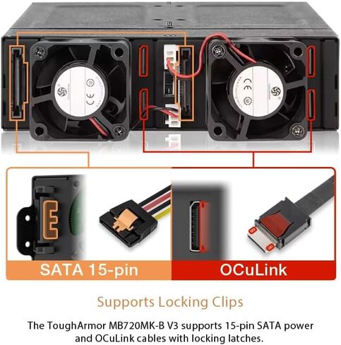 ICY DOCK 4 Bay M.2 NVMe SSD PCIe 4.0 Mobile Rack Enclosure for External 5.25" Drive Bay (4 x OCuLink SFF-8612 4i) | ToughArmor MB720MK-B V3 in Saudi Arabia