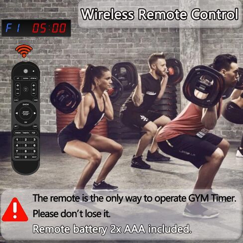 FCXJTU LED Gym Clock Interval Timer, 1.5in Metal Count Down/Up Training Timer Programmable Stopwatch Adjustable Volume Brightness with Remote Control for Home Gym Fitness Exercise Workout in Kuwait