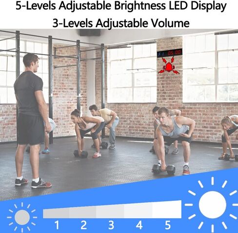 FCXJTU LED Gym Clock Interval Timer, 1.5in Metal Count Down/Up Training Timer Programmable Stopwatch Adjustable Volume Brightness with Remote Control for Home Gym Fitness Exercise Workout in Kuwait