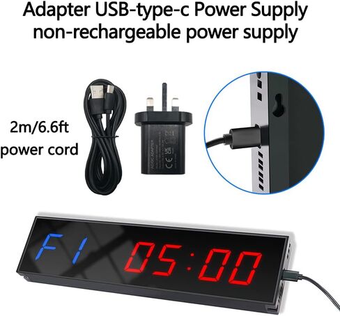 FCXJTU LED Gym Clock Interval Timer, 1.5in Metal Count Down/Up Training Timer Programmable Stopwatch Adjustable Volume Brightness with Remote Control for Home Gym Fitness Exercise Workout in Kuwait