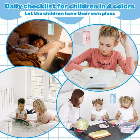 4 قطع من مخطط الأعمال الروتينية للأطفال، قائمة مرجعية بلاستيكية مع 12 بطاقة قابلة للفصل، مخطط مهام للبالغين للقيام بقائمة التخطيط (أبيض، وردي، أزرق، أخضر) in Kuwait