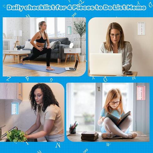 4 قطع من مخطط الأعمال الروتينية للأطفال، قائمة مرجعية بلاستيكية مع 12 بطاقة قابلة للفصل، مخطط مهام للبالغين للقيام بقائمة التخطيط (أبيض، وردي، أزرق، أخضر) in Kuwait