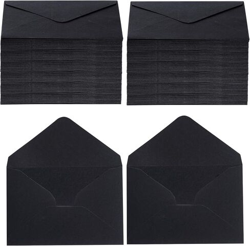 200 قطعة من المظاريف السوداء الصغيرة، مغلفات بطاقات الهدايا الصغيرة، مظاريف جيب لدعوة زفاف الأعمال لتخرج الأموال وحفلات الزفاف والعطلات، 4.3 × 2.9 بوصة in Kuwait