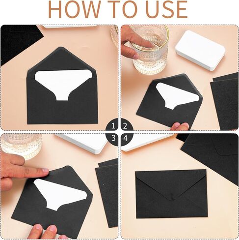 200 قطعة من المظاريف السوداء الصغيرة، مغلفات بطاقات الهدايا الصغيرة، مظاريف جيب لدعوة زفاف الأعمال لتخرج الأموال وحفلات الزفاف والعطلات، 4.3 × 2.9 بوصة in Kuwait