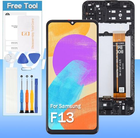 for Samsung Galaxy F13 Screen Replacement SM-E135F, SM-E135F/DS 6.6" LCD Display Touch Digitizer Assembly(Black with Frame) in Saudi Arabia