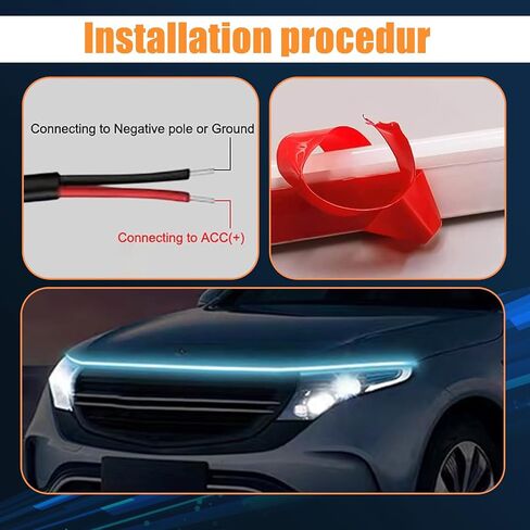 UGSHY 1 PC Exterior Car LED Strip Lights, Car Daytime Running Light Strips, 59 Inches Flexible Waterproof Car Hood Strip Light, for Cars, SUVs, Trucks (Blue) in Saudi Arabia
