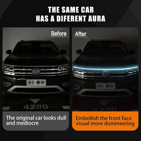 UGSHY 1 PC Exterior Car LED Strip Lights, Car Daytime Running Light Strips, 59 Inches Flexible Waterproof Car Hood Strip Light, for Cars, SUVs, Trucks (Blue) in Saudi Arabia