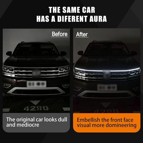 UGSHY 1 PC Exterior Car LED Strip Lights, Car Daytime Running Light Strips, 59 Inches Flexible Waterproof Car Hood Strip Light, for Cars, SUVs, Trucks (Blue) in Saudi Arabia