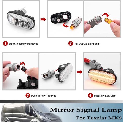 NSLUMO Amber LED Side Mirror Marker Lights Compatible w/ 2015-2021 F-ord Transit 150 250 350 Smoked Lens Side Mirror Blinker Turn Signal Indicator Lamp Assembly in Saudi Arabia