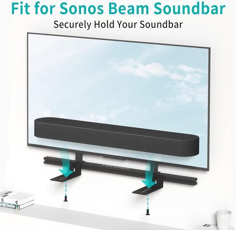 حامل تلفزيون Soundbar عالي التحمل لحامل Sonos Beam Gen 1&2 Soundbar أسفل التلفزيون أو فوق ارتفاع التلفزيون، قم بضبط حامل Soundbar لحامل تلفزيون Sonos Beam مع مجموعة أدوات - تحمل ما يصل إلى 15 رطلاً in Kuwait