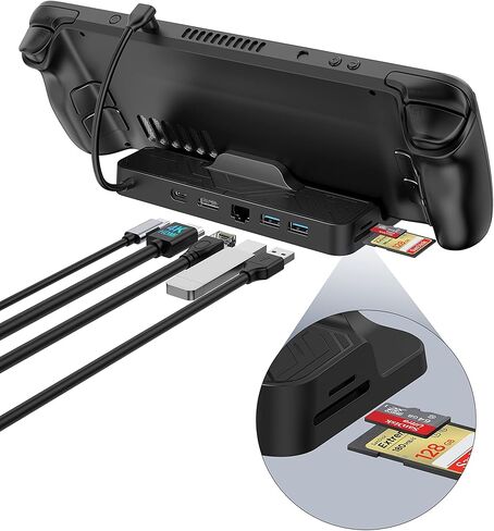 Steam Deck/Steam Deck OLED Dock with SD/TF Reader, NewQ 7-in-1 Dock with HDMI 2.0 4K@60Hz, 2 USB-A 3.0, 1000Mbps Ethernet, PD-in 100W Max, Compatible with USB C Devices in Saudi Arabia