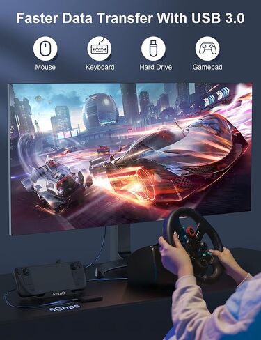 Steam Deck/Steam Deck OLED Dock with SD/TF Reader, NewQ 7-in-1 Dock with HDMI 2.0 4K@60Hz, 2 USB-A 3.0, 1000Mbps Ethernet, PD-in 100W Max, Compatible with USB C Devices in Saudi Arabia