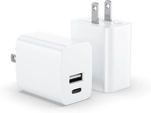 USB C Wall Charger Block 20W, 2-Pack Dual Port Wall Charger Adapter with Foldable Plug, Fast Charger for iPhone 15/15 Pro/14/14 Pro Max/13, Galaxy, iPad, Google Pixel, Samsung Galaxy in Saudi Arabia