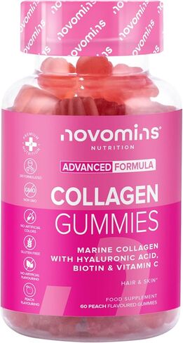 علكات الكولاجين - كولاجين بحري متحلل للنساء والرجال - مضاد للشيخوخة، نمو الشعر، العناية بالبشرة والأظافر القوية، مكملات الكولاجين البروتينية - فيتامينات الكولاجين الصمغية - مصنوعة من نوفومين in Kuwait