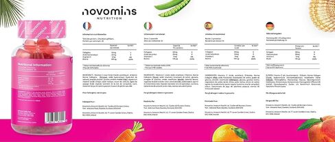 علكات الكولاجين - كولاجين بحري متحلل للنساء والرجال - مضاد للشيخوخة، نمو الشعر، العناية بالبشرة والأظافر القوية، مكملات الكولاجين البروتينية - فيتامينات الكولاجين الصمغية - مصنوعة من نوفومين in Kuwait