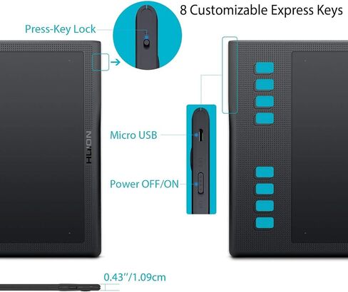 HUION Inspiroy Q11K V2 أقراص الرسم الرسومية اللاسلكية وظيفة الميل بطارية خالية من القلم 8192 ضغط القلم، 11 * 6.87 بوصة قلم لوحي لجهاز Mac/PC/Windows in Kuwait