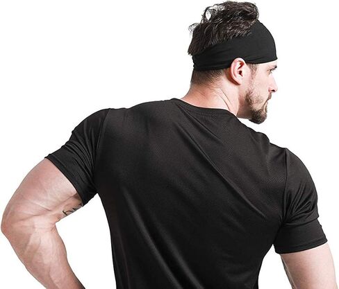 عبوة من 5 عصابات رأس رياضية رياضية للرجال، عصابة رأس للجري واليوجا واللياقة البدنية قابلة للتمدد بلون سادة، رباط شعر للتمرين مقاوم للانزلاق وممتص للرطوبة in Kuwait