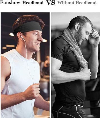 عبوة من 5 عصابات رأس رياضية رياضية للرجال، عصابة رأس للجري واليوجا واللياقة البدنية قابلة للتمدد بلون سادة، رباط شعر للتمرين مقاوم للانزلاق وممتص للرطوبة in Kuwait