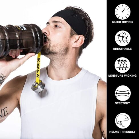عبوة من 5 عصابات رأس رياضية رياضية للرجال، عصابة رأس للجري واليوجا واللياقة البدنية قابلة للتمدد بلون سادة، رباط شعر للتمرين مقاوم للانزلاق وممتص للرطوبة in Kuwait