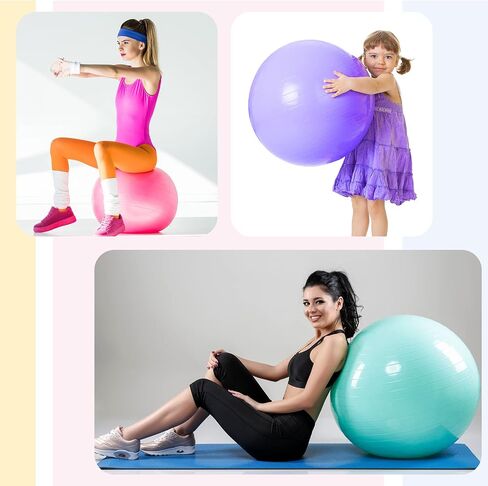 Honoson 3 Pcs Exercise Ball Large Yoga Ball Pregnancy Ball 3 Size Fitness Ball Multiple Sizes Yoga Ball Chair for Office Home Labor Gym Birth Balance, 55/65/75cm (Pink, Purple, Green) in Saudi Arabia