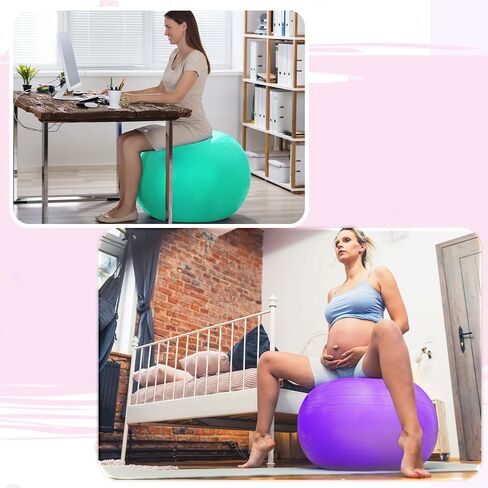 Honoson 3 Pcs Exercise Ball Large Yoga Ball Pregnancy Ball 3 Size Fitness Ball Multiple Sizes Yoga Ball Chair for Office Home Labor Gym Birth Balance, 55/65/75cm (Pink, Purple, Green) in Saudi Arabia