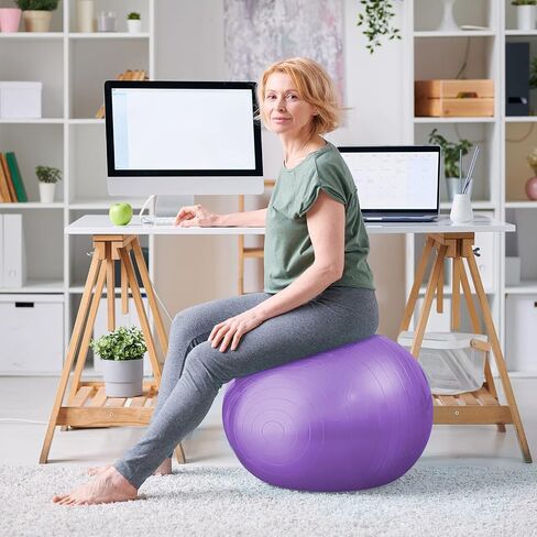 Honoson 3 Pcs Exercise Ball Large Yoga Ball Pregnancy Ball 3 Size Fitness Ball Multiple Sizes Yoga Ball Chair for Office Home Labor Gym Birth Balance, 55/65/75cm (Pink, Purple, Green) in Saudi Arabia