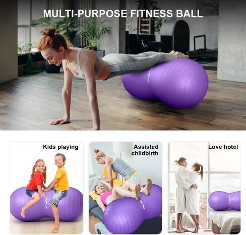 Peanut Ball,Peanut Exercise Ball,Yoga Ball,Pregnancy Ball,Peanut Stability Ball,for Kids Therapy,Labor Birthing,Core Strength Training(Include Pump) (39x20 inch (100x50cm), Purple) in Saudi Arabia