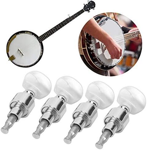 4 أوتاد ضبط البانجو، 4 قطع آلة بانجو موجهة مضادة للصدأ من سبائك الزنك البانجو رؤوس آلة مع أزرار لؤلؤية، آلات ضبط البانجو (فضية) in Kuwait