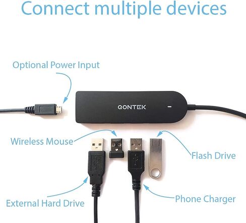 موزع USB مع منفذ إدخال الطاقة، النوع A، 4 منافذ USB 3.0 (المعروف أيضًا باسم 3.1 Gen 1، 3.2 Gen 1x1)، منفذ إدخال طاقة - أضف طاقة إضافية مع شاحن Micro USB (غير متضمن)، نقل البيانات، أجهزة الشحن in Saudi Arabia