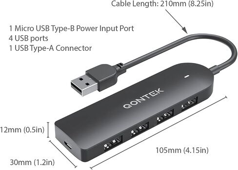 موزع USB مع منفذ إدخال الطاقة، النوع A، 4 منافذ USB 3.0 (المعروف أيضًا باسم 3.1 Gen 1، 3.2 Gen 1x1)، منفذ إدخال طاقة - أضف طاقة إضافية مع شاحن Micro USB (غير متضمن)، نقل البيانات، أجهزة الشحن in Saudi Arabia