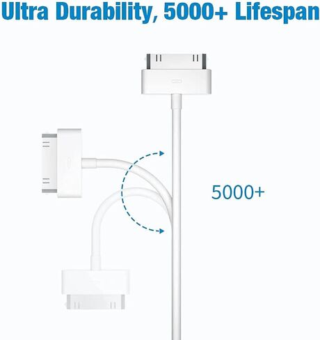 كابل شحن USB 30 سنًا، كابل 30 سنًا لهاتف iPhone 4s، كابل بيانات موصل شحن USB ومزامنة الكابلات لهواتف iPhone 4/4s، iPhone 3G/3Gs، iPad 3/2/1، iPod Classic iPod Touch iPod Nano (1 متر ، 1 قطعة) in Saudi Arabia