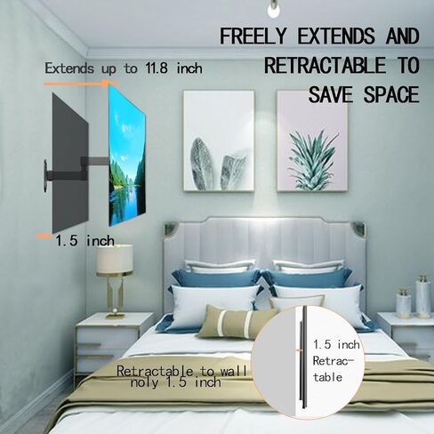 Articulating Arms Full Motion TV Monitor Wall Mount Bracket Tilt Extension for Most 14-27 Inch Flat Curved Screen TVs and Monitors Max VESA 100x100mm Holds up to 22lbs in Kuwait